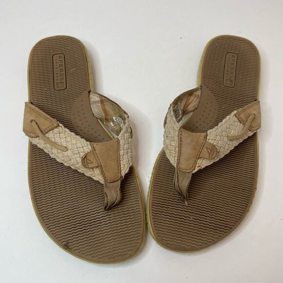 Sperry| Leather Top Sider| Comfort| Natural Thong Sandal - Picture 1 of 13